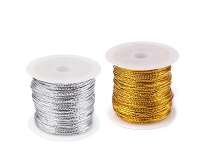 Šnůrka s lurexem Ø2 mm kulatá, vánoční (Balení 1 ks, Varianta 1 stříbrná)
