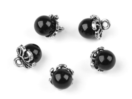 Knoflík s kaplíkem / přívěsek perla Ø9 mm (Balení 5 ks, Varianta 4 Ø9 mm červená tm.)