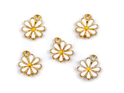 Kovový přívěsek / taháček na zip květ Ø12 mm (Balení 5 ks, Varianta bílá)