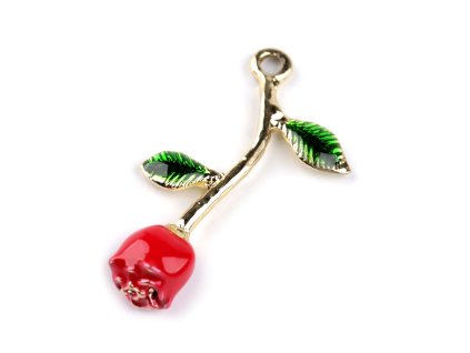 Kovový přívěsek / taháček na zip růže 3D (Balení 3 ks, Varianta 2 červená zelená)