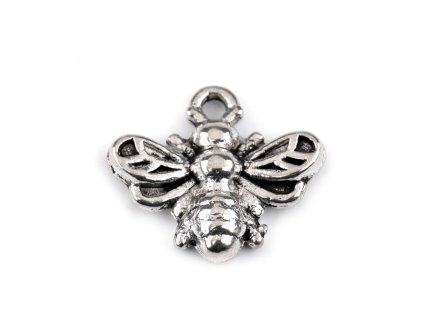 Kovový přívěsek / taháček na zip mini včelka 13x11 mm (Balení 10 ks, Varianta 1 platina)