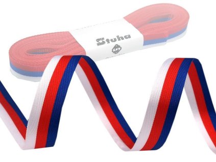 Stuha trikolora Česko, Slovensko šíře 10 mm (Balení 10 m, Varianta 2 SR viz foto)