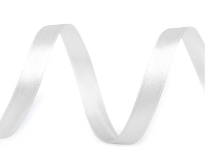Atlasová stuha oboulící šíře 10 mm (Balení 22.5 m, Varianta 01 bílá)