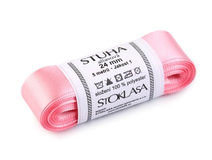 Atlasová stuha oboulící svazky po 5 m šíře 24 mm (Balení 5 m, Varianta 101 bílá)