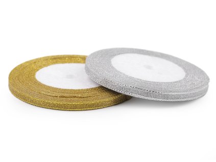 Brokátová stuha s lurexem šíře 6 mm (Balení 22.5 m, Varianta 1 stříbrná)