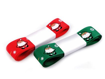 Vánoční rypsová stuha s glitry šíře 25 mm (Balení 45 m, Varianta 2 zelená)