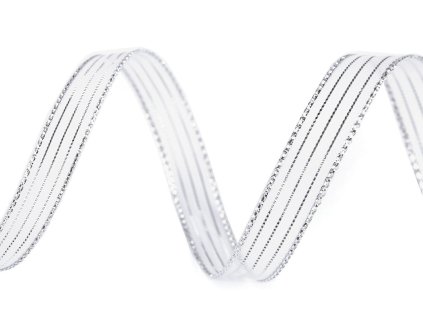 Stuha s lurexem šíře 10 mm (Balení 45 m, Varianta 1 stříbrná)