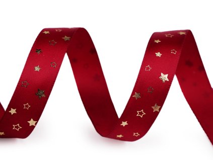 Vánoční saténová stuha hvězdy šíře 15 mm (Balení 5 m, Varianta 4 šedá zlatá)