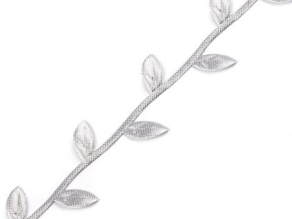 Saténový prýmek šíře 25 mm listy (Balení 112.5 m, Varianta 2 zelená)