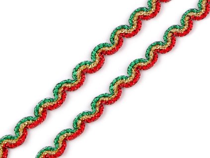 Vánoční leonský prýmek šíře 10 a 12 mm (Balení 13.5 m, Varianta 1 (10 mm) multikolor)