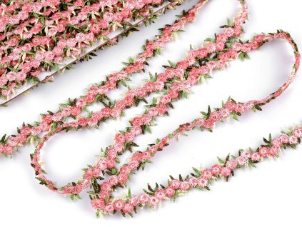 Vyšívaný prýmek s 3D květy šíře 20 mm (Balení 13.5 m, Varianta 1 pudrová)