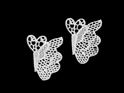 Textilní aplikace / nášivka krajkový motýl (Balení 10 ks, Varianta 2 Off White)