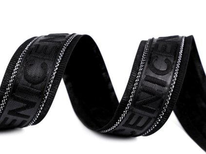 Lampas / oděvní stuha s lurexem Nice šíře 25 mm (Balení 13.5 m, Varianta černá)