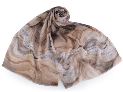 Letní šátek / šála se zlatým potiskem 70x175 cm (Balení 1 ks, Varianta 1 béžová)