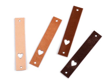 Kožený štítek srdce 12x70 mm (Balení 1 ks, Varianta 3 hnědá koňak)