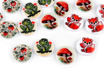 Dětský knoflík velikost 24" (Balení 10 ks, Varianta 4 (3160) červená muchomůrka)