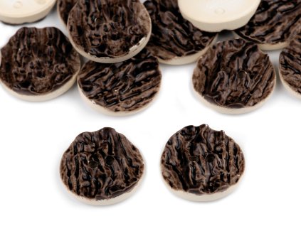 Myslivecký knoflík velikost 32" imitace paroží (Balení 100 ks, Varianta 2 (28841) hnědá tmavá)