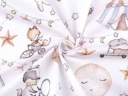 Bavlněná látka / plátno kočky (Balení 1 m, Varianta 3 999t bílá zelená)