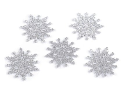Vánoční filcová vločka s glitry Ø75 mm (Balení 10 ks, Varianta 1 stříbrná)