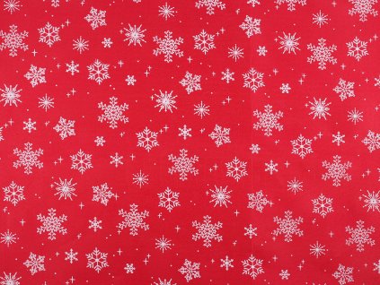 Vánoční dekorační metráž vločky s glitry (Balení 1 m, Varianta 2 červená zlatá)