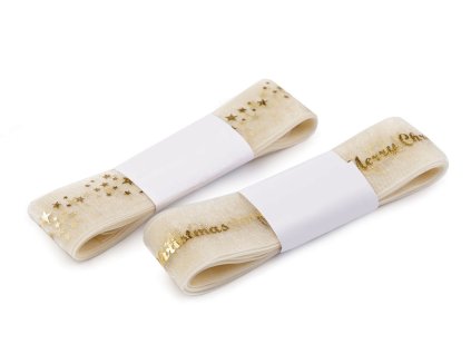 Vánoční monofilová stuha šíře 25 mm (Balení 3 m, Varianta 2 krémová světlá sob)