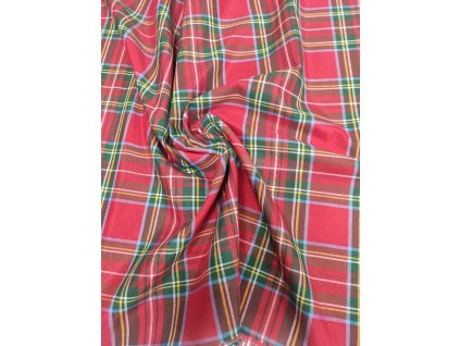 Bavlna režná kostka červená tartan