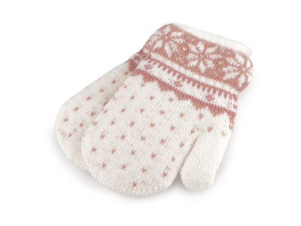 Dětské pletené rukavice palčáky s kožíškem, zateplené (Balení 1 pár, Varianta 1 krémová nejsvět.)