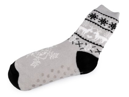 Pánské ponožky zimní s kožíškem a protiskluzem Emi Ross (Balení 1 pár, Varianta 13 (vel.  39-42) šedá světlá)