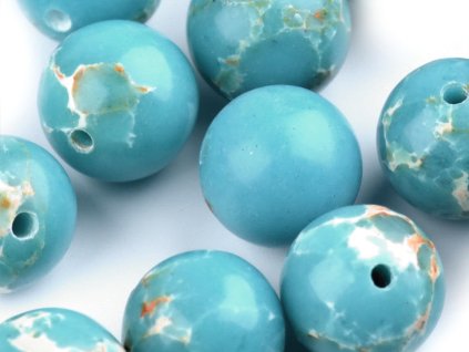 Tyrkysový oceánový jaspis syntetický, minerální korálky Ø8 mm (Balení 12 ks, Varianta 2 tyrkysová)