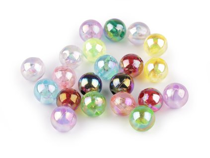 Plastové korálky s AB efektem Ø10 mm (Balení 10 g, Varianta 2 růžová nejsv.)