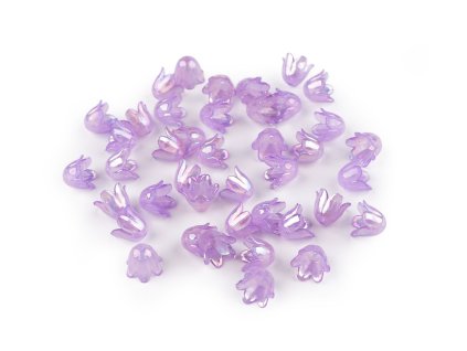 Plastové korálky zvoneček / sukýnka s AB efektem 9x11 mm (Balení 10 g, Varianta 2 žlutá světlá)