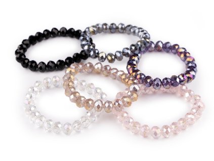 Náramek pružný z broušených korálků s AB efektem (Balení 1 ks, Varianta 3 béžová AB)