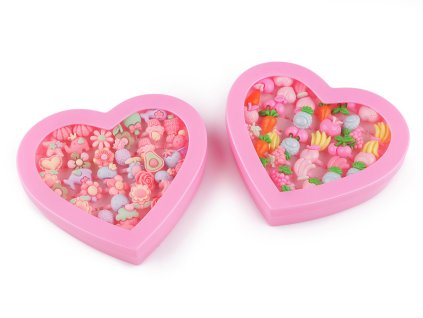 Sada dětských prstýnků v krabičce srdce (Balení 4 ks, Varianta mix náhodných variant)