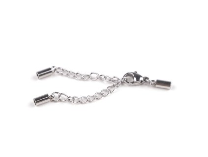 Karabinka s prodlužovacím řetízkem a koncovkami z nerezové oceli (Balení 1 ks, Varianta platina)