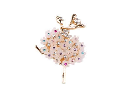 Brož s broušenými kamínky baletka (Balení 1 ks, Varianta 4 aquazon)