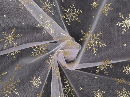 Organza s glitrovými vločkami (Balení 1 m, Varianta 1 bílá stříbrná)