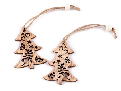 Vánoční dřevěný stromeček (Balení 2 ks, Varianta 1 hnědá přírodní strom)