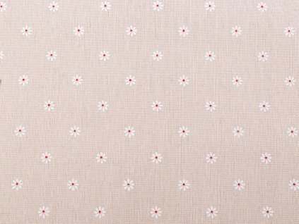 Bavlněná metráž / imitace lnu hrubší, květy (Balení 1 m, Varianta režná)