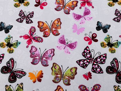 Bavlněná látka / plátno motýl (Balení 1 m, Varianta (22) šedá nejsvětlejší)