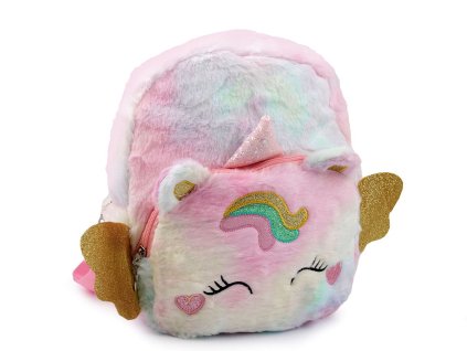 Dětský batoh jednorožec plyšový 28x32 cm (Balení 1 ks, Varianta 3 fialová sv. multikolor)