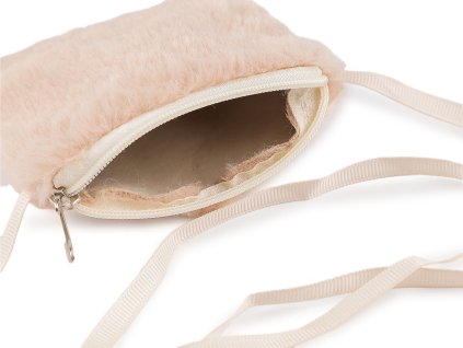 Dívčí kabelka / pouzdro na krk kožešinové 9x11 cm (Balení 1 ks, Varianta 3 pudrová)