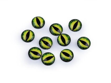 Skleněné oči k nalepení kočka, drak Ø10 a 12 mm (Balení 10 ks, Varianta 1 (10 mm) žlutá)