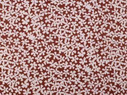 Bavlněná metráž / imitace lnu hrubší, květy (Balení 1 m, Varianta 1 červená tmavá)
