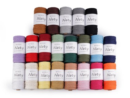 Bavlněná pletací příze macrame Naty Ø3 mm rozčesávací (Balení 1 ks, Varianta 1 bílá přírodní)