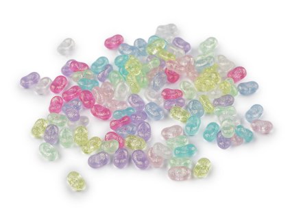 Plastové korálky peanut mix 4x6 mm (Balení 10 g, Varianta 1 multikolor transparent)