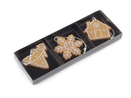 Vánoční perníčky k zavěšení mix (Balení 3 ks, Varianta 2 přírodní stř.)