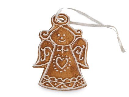 Vánoční perníček k dekorování vánočních stromků a věnců - anděl (Balení 1 ks, Varianta hnědá světlá)