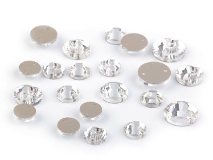 Broušené kamínky kulaté našívací mix (Balení 1 dóza, Varianta crystal)