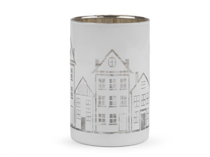 Skleněný svícen domečky (Balení 1 ks, Varianta 4 bílá)