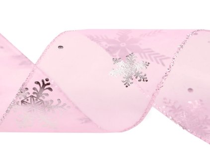 Vánoční organzová stuha metalické vločky šíře 60 mm (Balení 22.5 m, Varianta 2 modrá pomněnková)